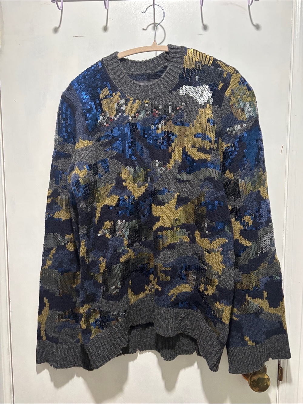Like new ZADIG & VOLATIRE Cosmy sequin abstract crewneck merino wool sweater
